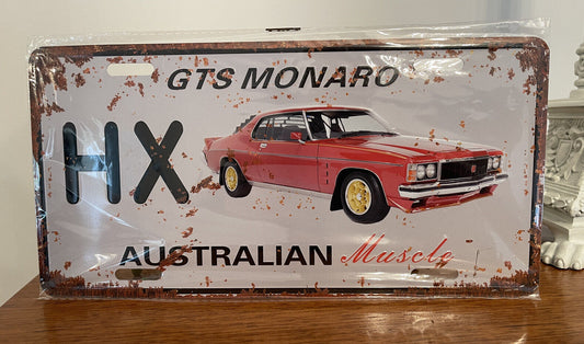 HOLDEN MONARO GTS HX COUPE RED CAR Metal Vintage Tin License Number Plate Sign