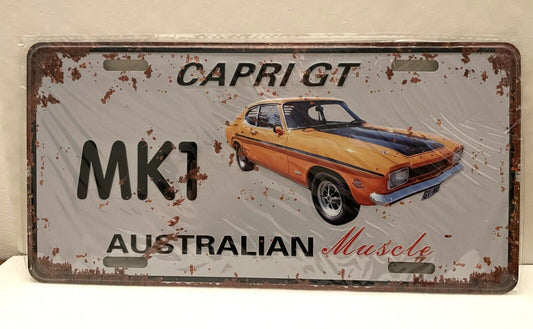 FORD CAPRI GT MK1 2 DOOR ORANGE  Metal Vintage Tin License Number Plate Sign