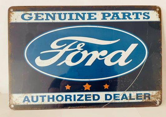 FORD GENUINE PARTS Dealer Car Vintage Style Tin Metal Sign Garage Man Cave