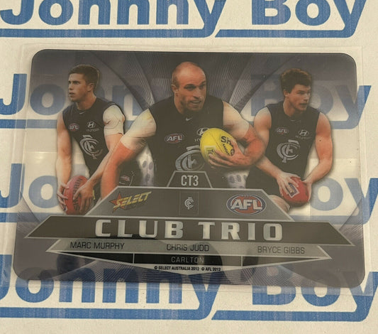 2012 Select AFL Champions Club Trio CT3 Murphy/Judd/Gibbs (Carlton) Blues