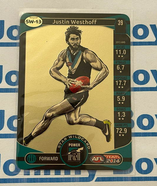 2014 Teamcoach Star Wildcard SW-13 Justin Westhoff Port Adelaide AFL Card