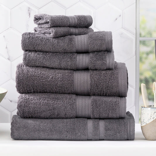 Renee Taylor Stella 650 GSM Super Soft Bamboo Cotton 7 Piece Charcoal