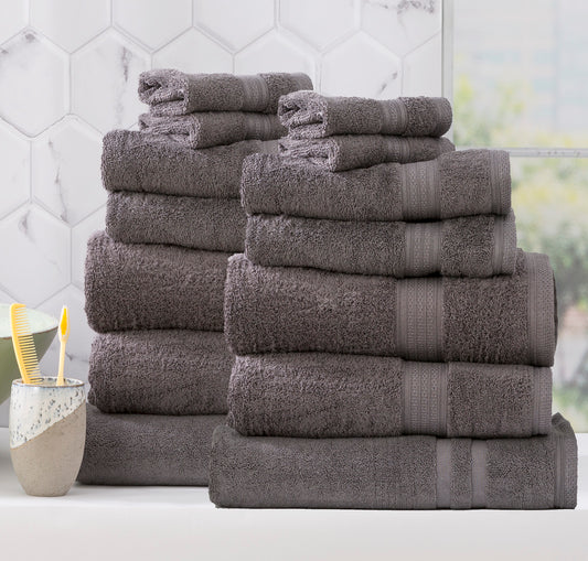 Renee Taylor Stella 650 GSM Super Soft Bamboo Cotton 14 Piece Charcoal
