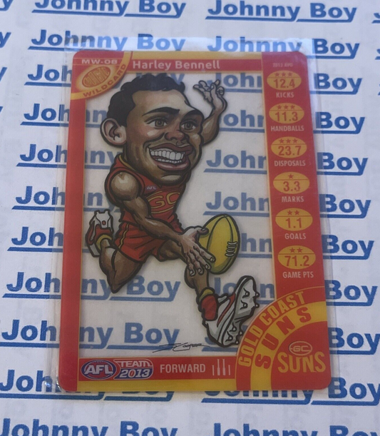 2013 AFL TEAM FORWARD MAGIC WILD CARD MW-08 HARLEY BENNELL GOLD COAST SUNS