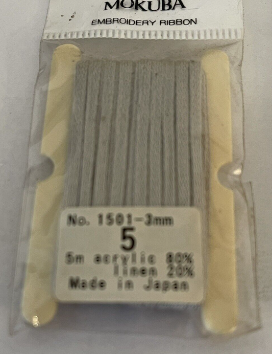 5 x Mokuba Embroidery Ribbons Made In Japan No's 5, 7, 10, 18, 19,