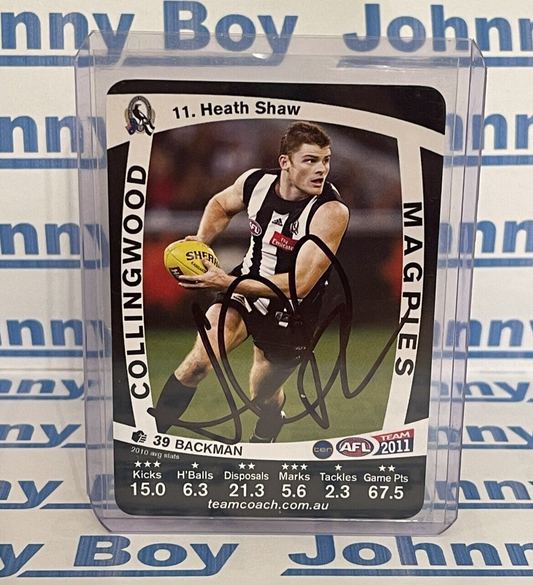 2011 Teamcoach Heath Shaw Signed Collingwood Trading Card Signature AFL #11
