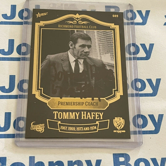 2013 Richmond Hall Of Fame Tommy Hafey Hand Signed Premiership Coach Card