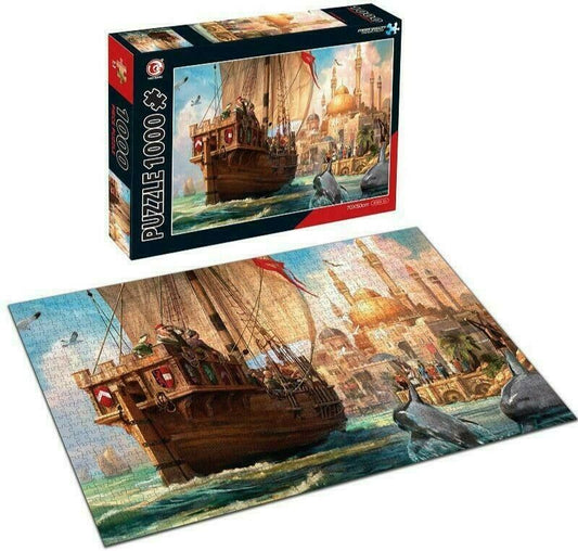 Jigsaw Puzzle 1000 Pieces 70 x 50cm Ship & Castle Landscape Scenery Hobby