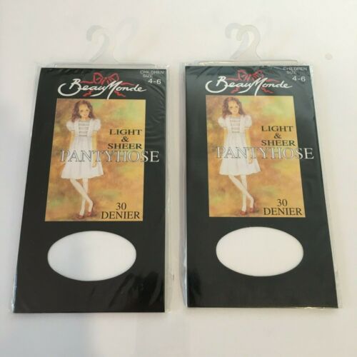 2 x GIRLS Age 4 - 6 Years FLOWER PANTYHOSE TIGHTS STOCKINGS WHITE BALLET Costume