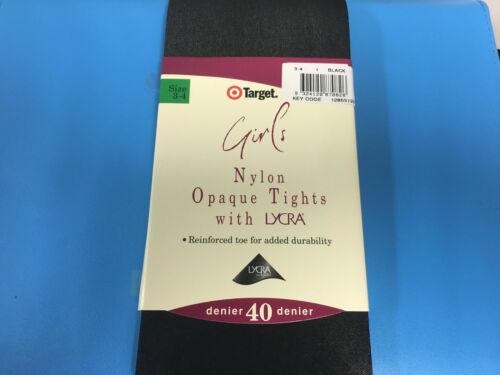 Size 3-4 GIRLS PANTYHOSE OPAQUE TIGHTS WITH LYCRA STOCKINGS School BLACK NEW