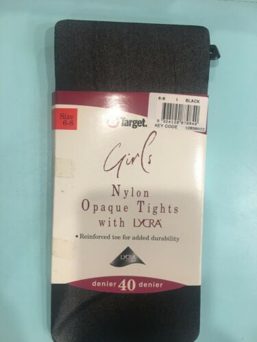 Size 6-8 GIRLS PANTYHOSE OPAQUE TIGHTS WITH LYCRA STOCKINGS School BLACK NEW
