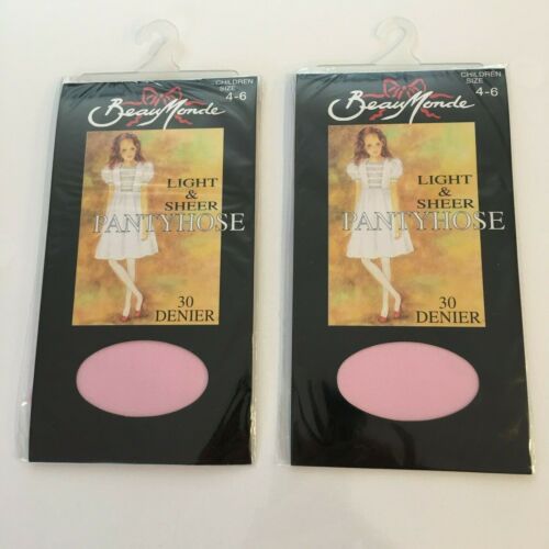2x Girls Tights Costume Halloween Pantyhose Hosiery Stockings Pink Size 4-6 year