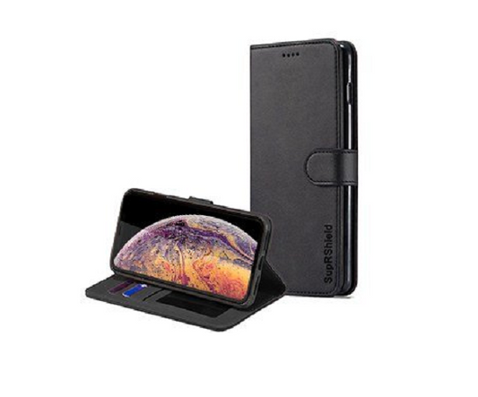 Apple iPhone XS Max SupRShield Wallet Leather Flip Magnetic Case Cover (Black)