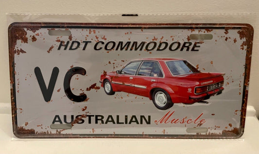 HOLDEN COMMODORE VC HDT  Red Car Metal Vintage Tin License Number Plate Sign