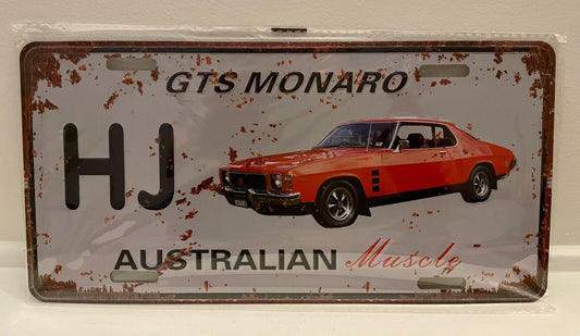 HOLDEN MONARO GTS HJ  2 Door Red Metal Vintage Tin License Number Plate Sign