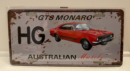 HOLDEN MONARO GTS HG  2 DOOR Red Car Metal Vintage Tin License Number Plate Sign