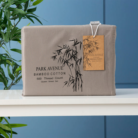 Long Single Park Avenue 500 TC Bamboo Cotton Sheet Set Pewter