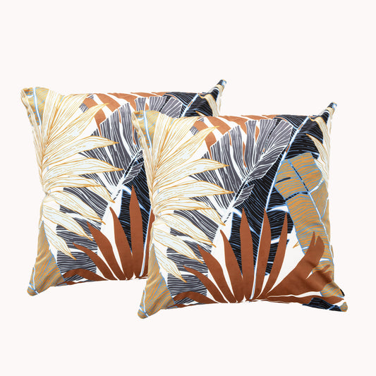 Renee Taylor Poly Velvet Printed Cushion filled 50 x 50 Cms  Foilage- Twin Pack