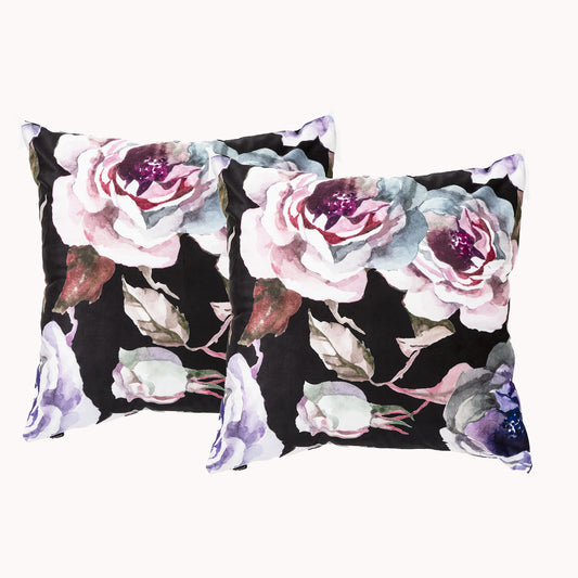 Renee Taylor Poly Velvet Printed Cushion filled 50 x 50 Cms  Grace- Twin Pack