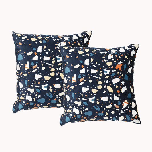 Renee Taylor Poly Velvet Printed Cushion filled 50 x 50 Cms  Terazzo- Twin Pack