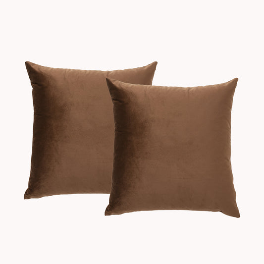 Renee Taylor Poly Velvet Printed Cushion filled 50 x 50 Cms  Toffee- Twin Pack