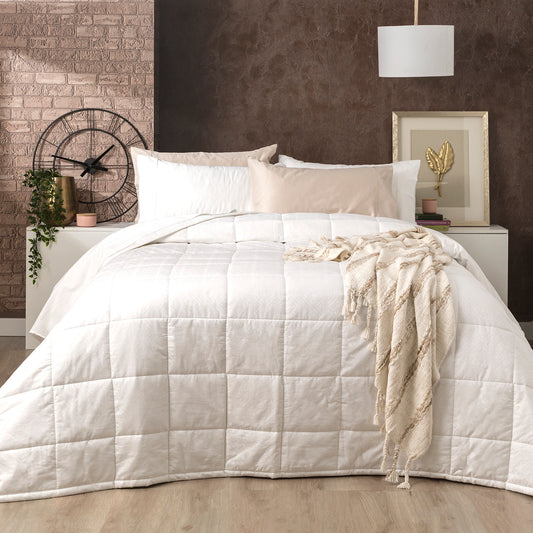 Queen Bed Ddecor Home Mosaic 500 TC Cotton Jacquard Comforter Set White
