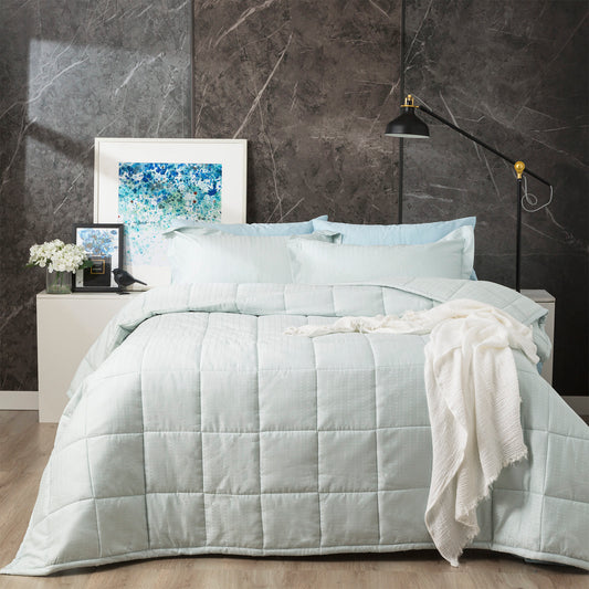 Queen Bed Ddecor Home Binary 500 TC Cotton Jacquard Comforter Set Sage