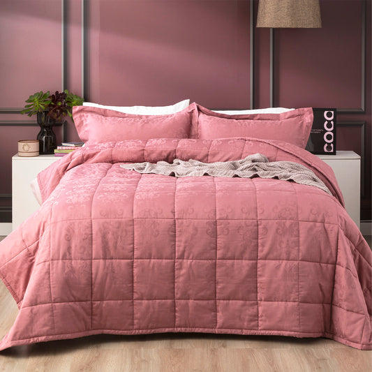 Queen Bed Ddecor Home Paisley 500 TC Cotton Jacquard Comforter Set Rose