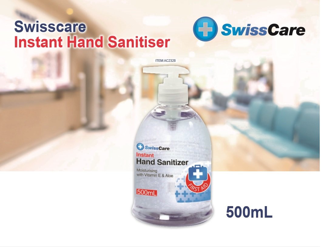 SwissCare Instant Hand Sanitiser Gel 70% Alcohol 500ml - Johnny Boy