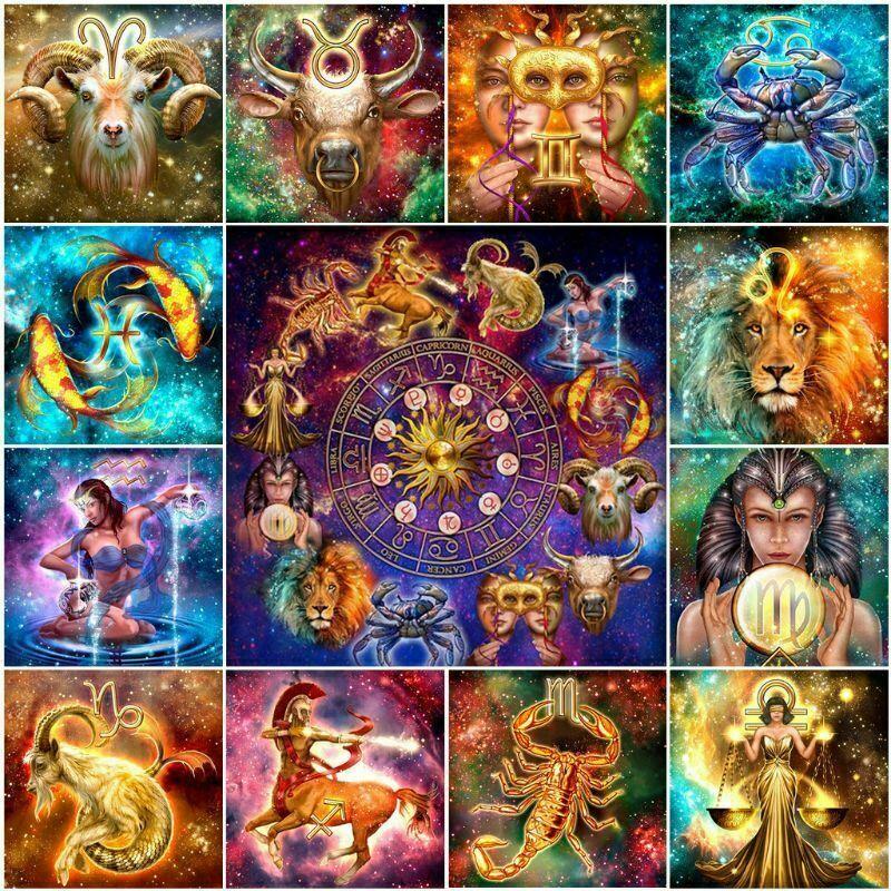 Horoscope Aquarius Diamond Painting Art Kit Set 40 x 50 Full Drill Round 5D - JohnnyBoyAus