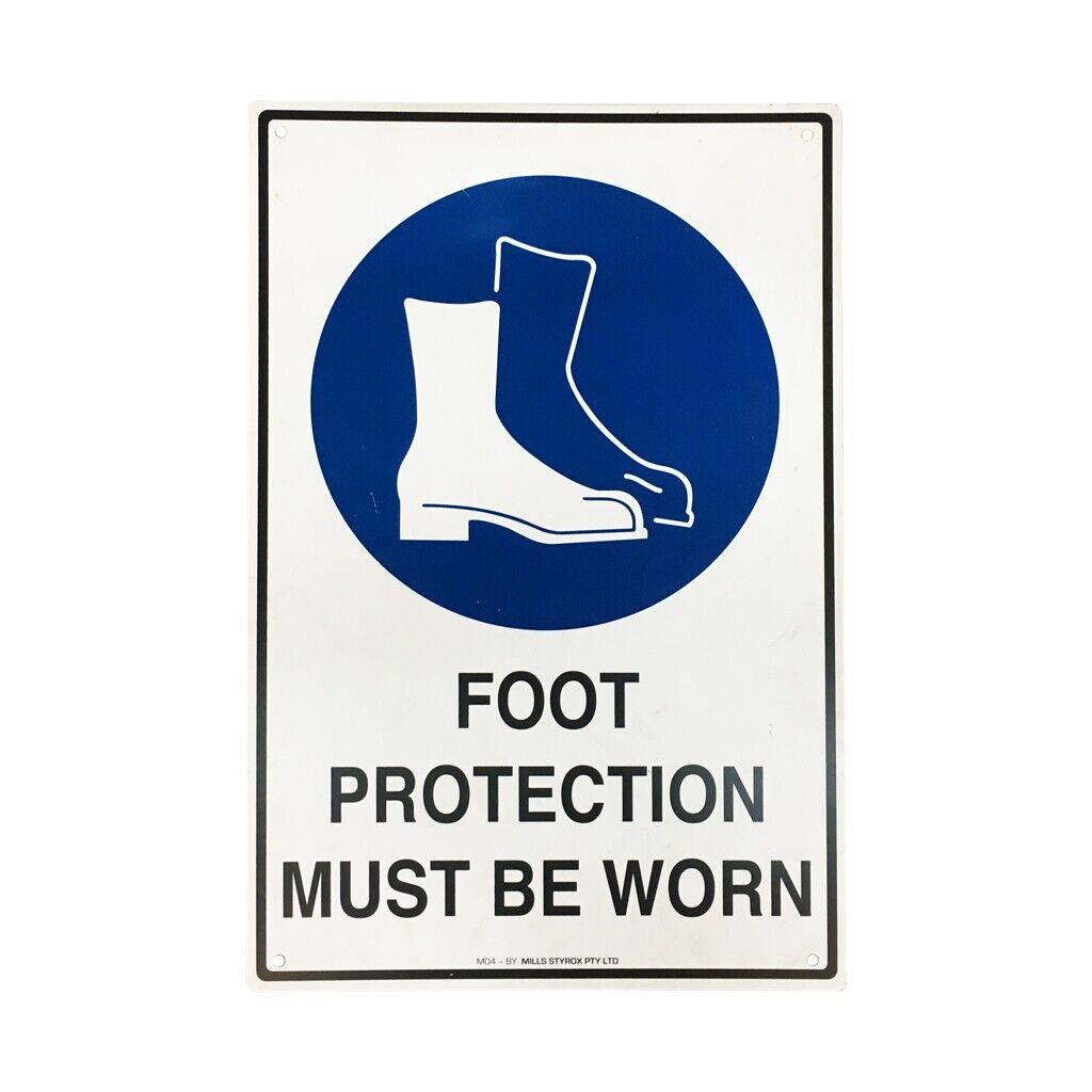 Foot Protection Must Be Worn Sign Polypropylene Styrox Display Weather ...