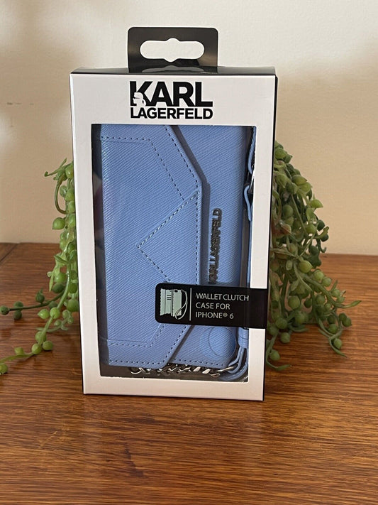 Karl Lagerfeld Wallet Clutch Case For iphone 6 Phone Cover Light Baby Blue