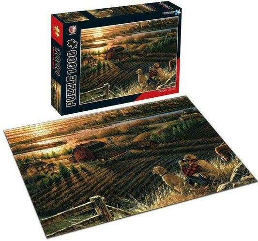 Jigsaw Puzzle 1000 Pieces 70 x 50cm Farmland Sunset Man & His Dog Landscape