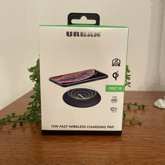 Urban Disc 15W Fast Wireless Charging Qi Charger Pad/Type-C Cable f/ Smartphones