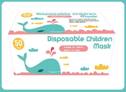 50pk Kids/Children 4-12y Non-woven Disposable 3-Ply Layer Face Masks