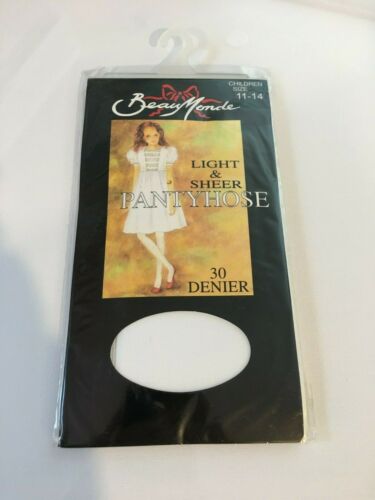 GIRLS Size 11-14 Years FLOWER PANTYHOSE TIGHTS STOCKINGS WHITE BALLET COSTUME